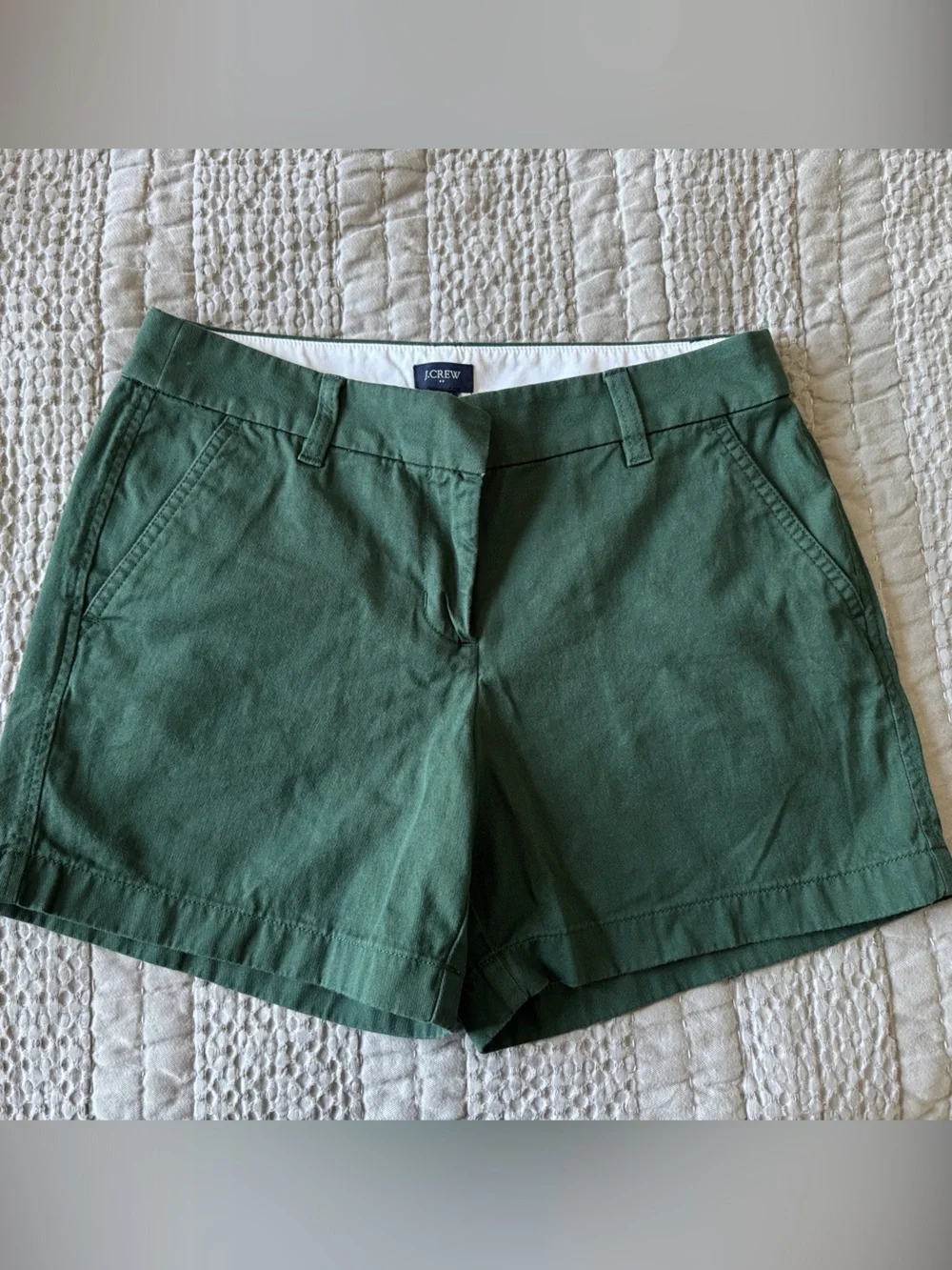 J. Crew Forest Green Flat-Front Women's Chino Shorts